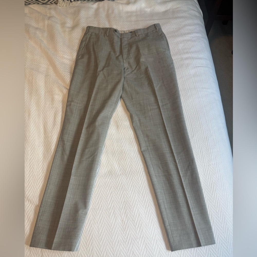 Suitsupply Gray Dress Pants with Subtle Check